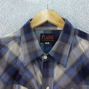 Plains Western Wear Mens XL Plaid Western Shirt Long Sleeve‎ Cowboy Button Down